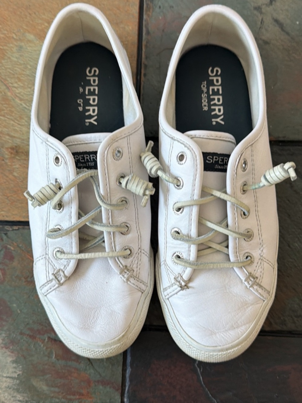 Sperry Off-White Leather Slip-On Style Sneakers